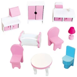 Bino Poppenhuis LED-verlicht, 9-delig -Kinder Speel Verkoop bino poppenhuis led verlicht 9 delig a350234 2