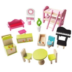 Bino Poppenhuis Met Balkon, 15-delig -Kinder Speel Verkoop bino poppenhuis met balkon 15 delig a350235 3