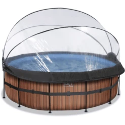 EXIT TOYS EXIT Frame Pool ø427x122cm (12v Sand Filter) - Houtlook + Zonnekap