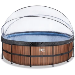 EXIT TOYS EXIT Frame Pool ø488x122cm (12v Sand Filter) - Houtoptiek + Zonnedak + Warmtepom
