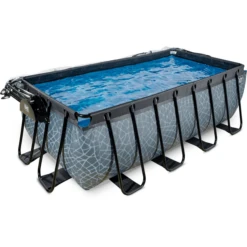 EXIT TOYS EXIT Frame Zwembad 4x2x1,22m (12v Sand Filter) - Grijs + Zonnedak + Warmtepomp -Kinder Speel Verkoop exit frame zwembad 4x2x1 22m 12v sand filter grijs zonnedak warmtepomp a305970 2