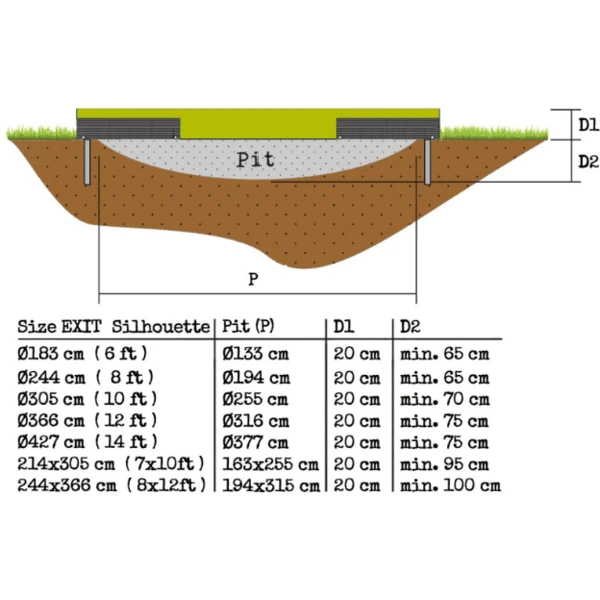 EXIT TOYS EXIT Silhouette Inground Trampoline ø305cm Met Veiligheidsnet - Groen 4 EXIT TOYS EXIT Silhouette Inground Trampoline ø305cm Met Veiligheidsnet - Groen - Afbeelding 4