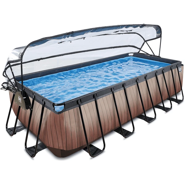 EXIT TOYS EXIT Wood Pool 540x250x122cm Met Afdekking En Sand Filterpomp, Bruin 1 EXIT TOYS EXIT Wood Pool 540x250x122cm Met Afdekking En Sand Filterpomp, Bruin