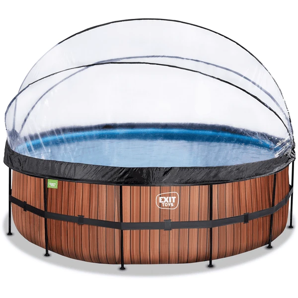 EXIT TOYS EXIT Wood Pool ø450x122cm Met Afdekking, Sand Filter En Warmtepomp, Bruin 2 EXIT TOYS EXIT Wood Pool ø450x122cm Met Afdekking, Sand Filter En Warmtepomp, Bruin - Afbeelding 2