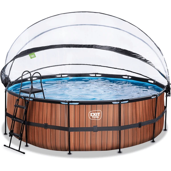 EXIT TOYS EXIT Wood Pool ø450x122cm Met Afdekking, Sand Filter En Warmtepomp, Bruin 1 EXIT TOYS EXIT Wood Pool ø450x122cm Met Afdekking, Sand Filter En Warmtepomp, Bruin
