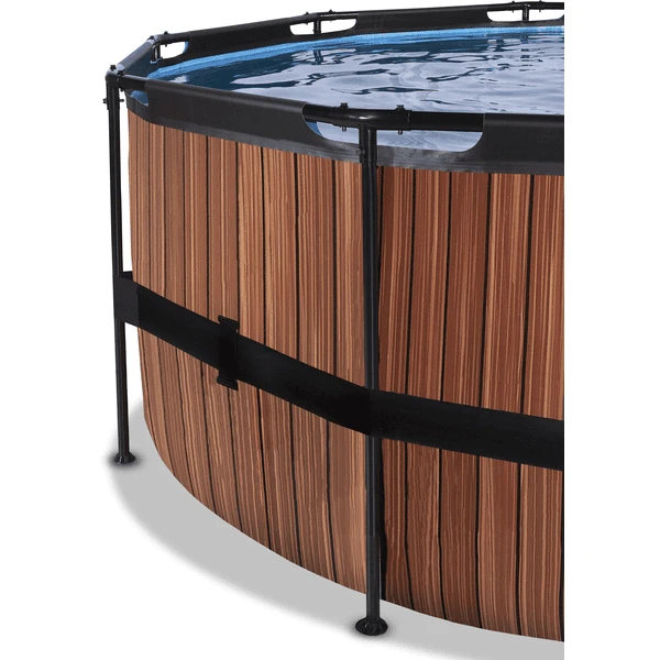 EXIT TOYS EXIT Wood Pool ø450x122cm Met Filterpomp, Bruin 3 EXIT TOYS EXIT Wood Pool ø450x122cm Met Filterpomp, Bruin - Afbeelding 3