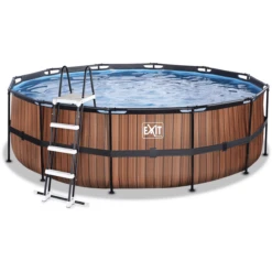 EXIT TOYS EXIT Wood Pool ø450x122cm Met Filterpomp, Bruin