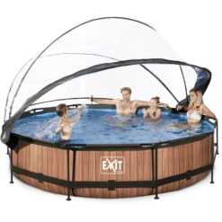 EXIT TOYS EXIT Wood Zwembad ø360x76cm Met Overkapping En Filterpomp - Bruin -Kinder Speel Verkoop exit wood zwembad o360x76cm met overkapping en filterpomp bruin a269445 4