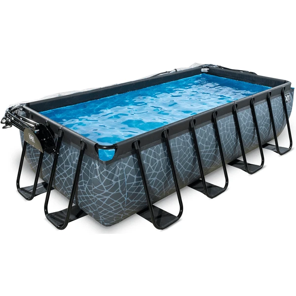 EXIT TOYS EXIT Zwembad Stone 400x200cm Met Overkapping En Zandfilterpomp - Grijs 1 EXIT TOYS EXIT Zwembad Stone 400x200cm Met Overkapping En Zandfilterpomp - Grijs