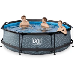 EXIT TOYS EXIT-zwembad Stone ø300x76cm Met Filterpomp - Grijs -Kinder Speel Verkoop exit zwembad stone o300x76cm met filterpomp grijs a295721 3