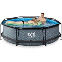 EXIT TOYS EXIT-zwembad Stone ø300x76cm Met Filterpomp - Grijs -Kinder Speel Verkoop exit zwembad stone o300x76cm met filterpomp grijs a295721 4