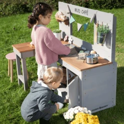 MUDDY BUDDY Speelkeuken Voor Buiten "Mud Café" Warm Grijs -Kinder Speel Verkoop muddy buddy speelkeuken voor buiten mud cafe warm grijs a412706 2