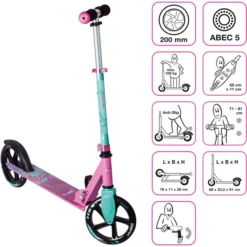 Muuwmi Aluminium Scoot Er 200 Mm Roze-turquoise -Kinder Speel Verkoop muuwmi aluminium scoot er 200 mm roze turquoise a353055 4