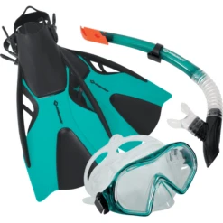 Schildkröt SCHILDKRÖT ® Snorkelset Cayman Turquoise - 3 Stuks, Maat S/M -Kinder Speel Verkoop schildkroet snorkelset cayman turquoise 3 stuks maat s m a398111 3