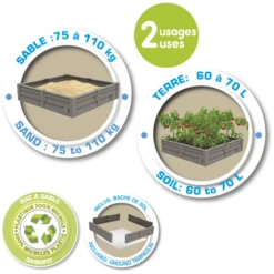 Smoby 2-in-1 Square Garden Zandbak En Plantenbed -Kinder Speel Verkoop smoby 2 in 1 square garden zandbak en plantenbed a383804 4