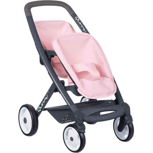 Smoby Quinny Tweeling Sport Poppenwagen Roze/grijs 1 Smoby Quinny Tweeling Sport Poppenwagen Roze/grijs