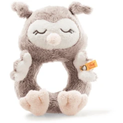 Steiff Soft Cuddly Friends Grijpring Met Rammelaar Uil Ollie 14 Cm